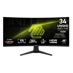34″ MSI MAG 346CQ VA 180Hz UWQHD (3440×1440) Curved Gaming Monitor